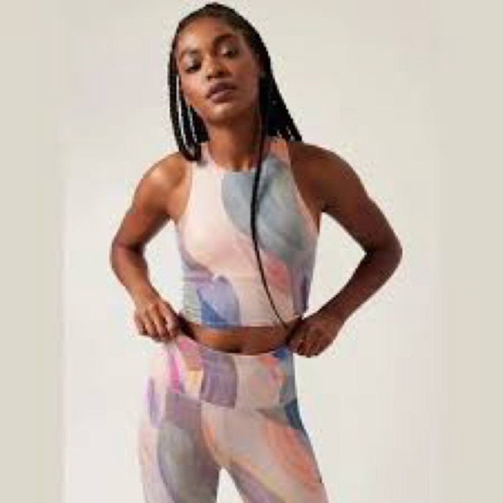 NWT Athleta Pink and Gray Conscious Crop
